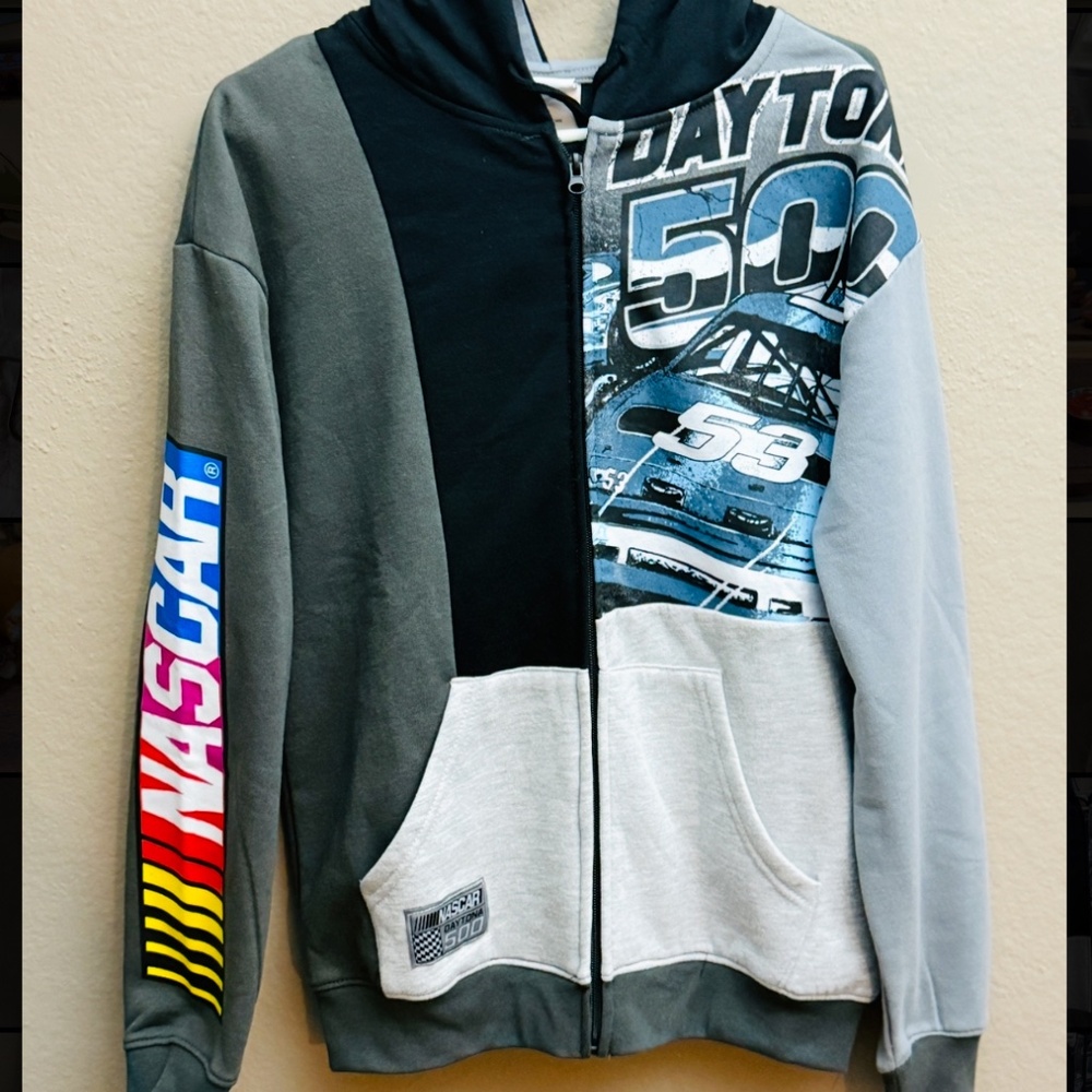Nascar Daytona 500 Hoodie Sweatshirt Small S Gray Blue
